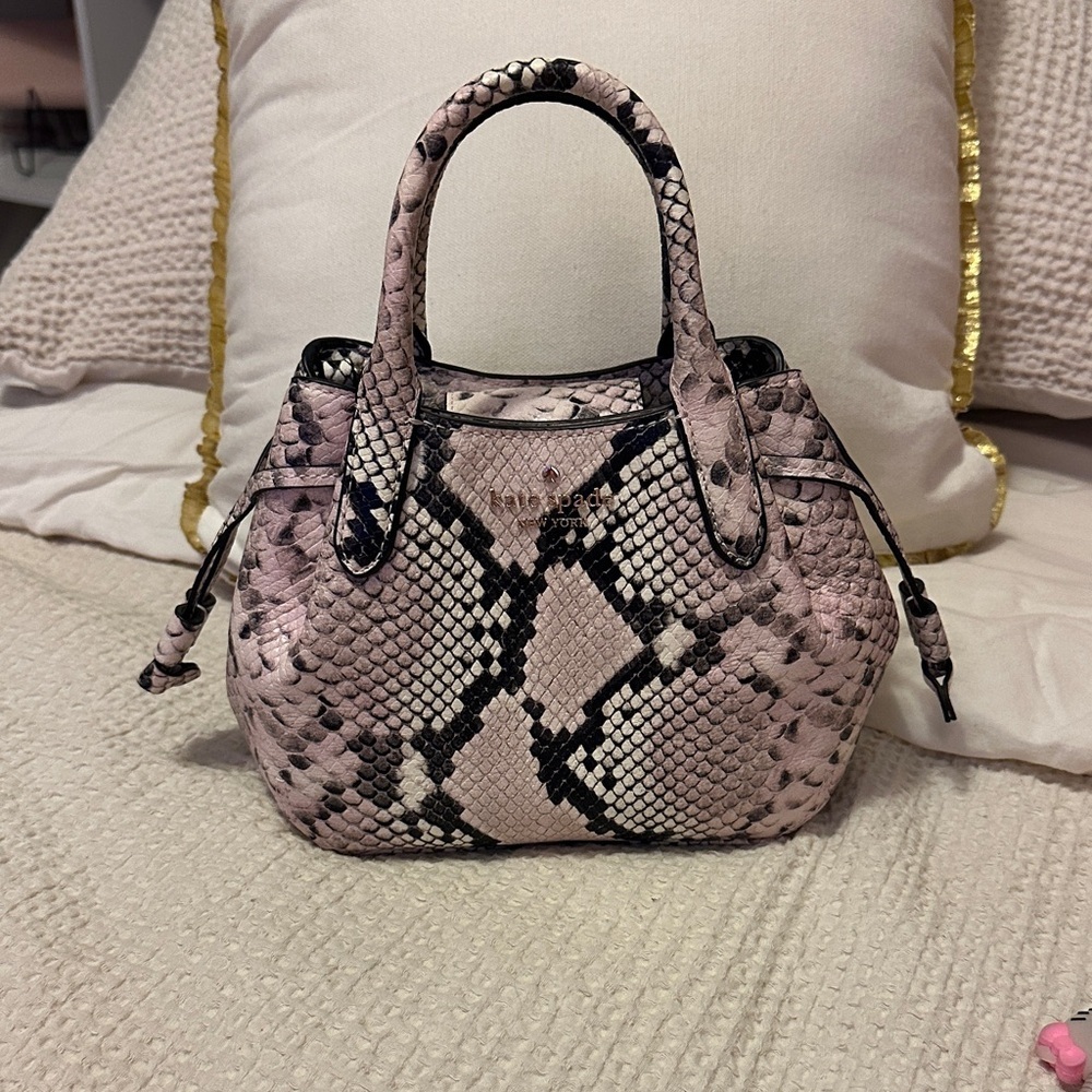 Kate Spade Mini Pink and Black Snake Print Satchel